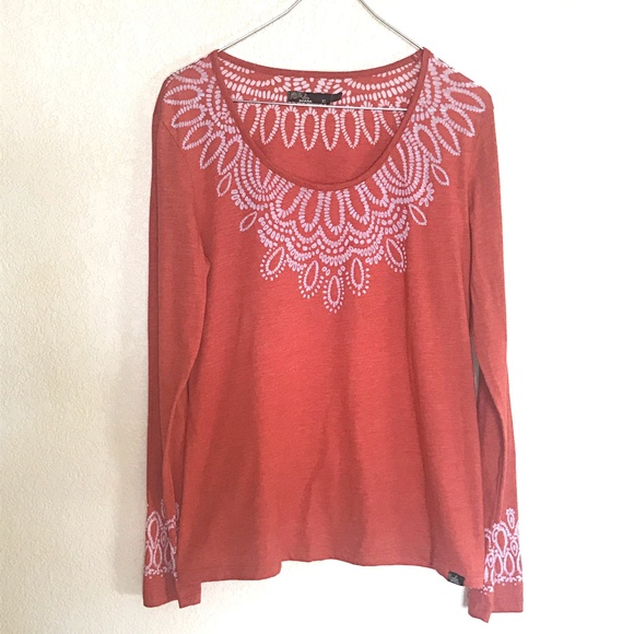 Prana Coral with White Embellished Boho Tunic Top - Picture 1 of 6